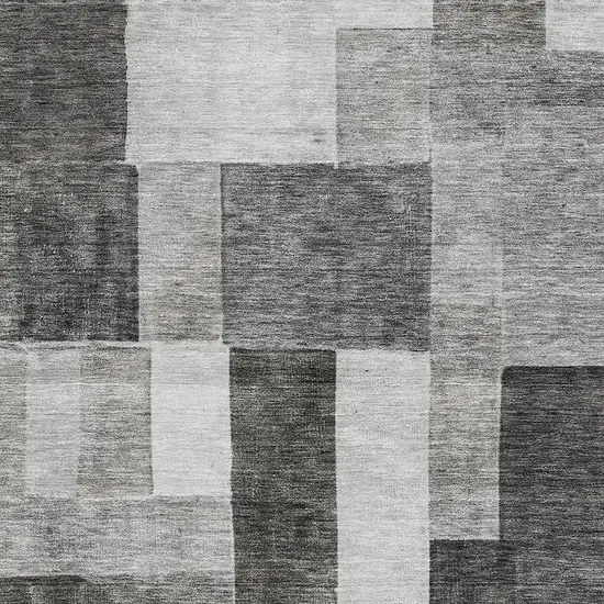 Pewter Gray And Silver Geometric Washable Area Rug With UV Protection Photo 2