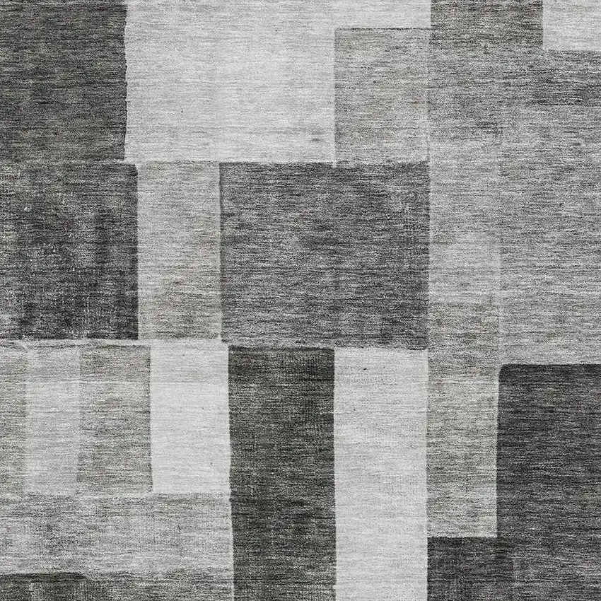 Pewter Gray And Silver Geometric Washable Area Rug With UV Protection Photo 2