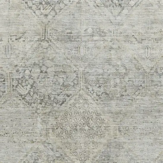 Pewter Gray And Silver Geometric Washable Area Rug With UV Protection Photo 2