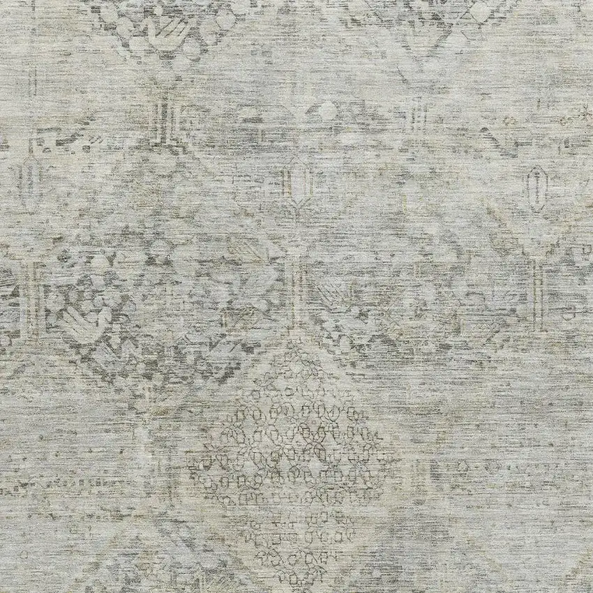 Pewter Gray And Silver Geometric Washable Area Rug With UV Protection Photo 2