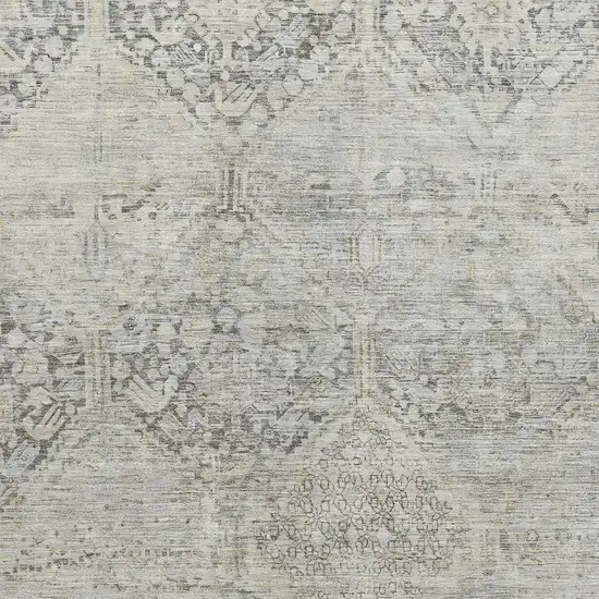 Pewter Gray And Silver Geometric Washable Area Rug With UV Protection Photo 2