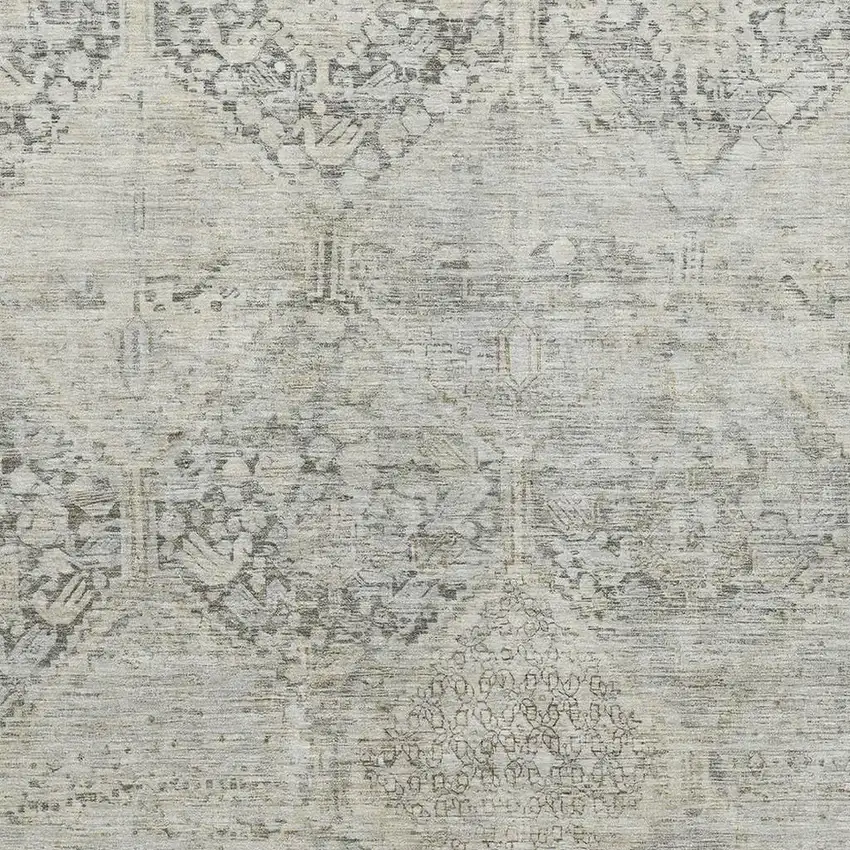 Pewter Gray And Silver Geometric Washable Area Rug With UV Protection Photo 2