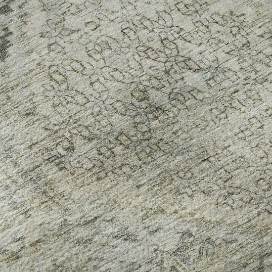 Pewter Gray And Silver Geometric Washable Area Rug With UV Protection Photo 9