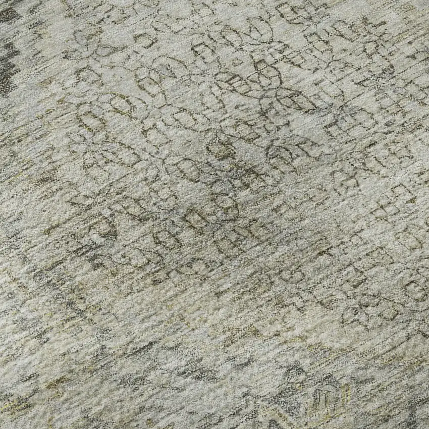 Pewter Gray And Silver Geometric Washable Area Rug With UV Protection Photo 9