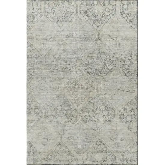 Pewter Gray And Silver Geometric Washable Area Rug With UV Protection Photo 4