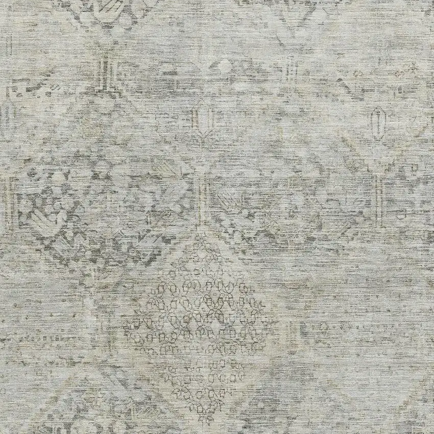 Pewter Gray And Silver Geometric Washable Area Rug With UV Protection Photo 2