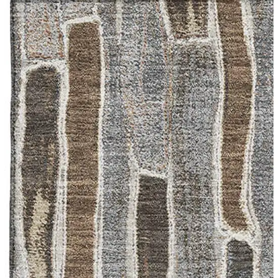 Pewter Gray And Silver Striped Washable Area Rug With UV Protection Photo 2