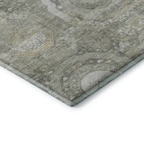 Pewter Gray And Wheat Mosaic Washable Area Rug With UV Protection Photo 7
