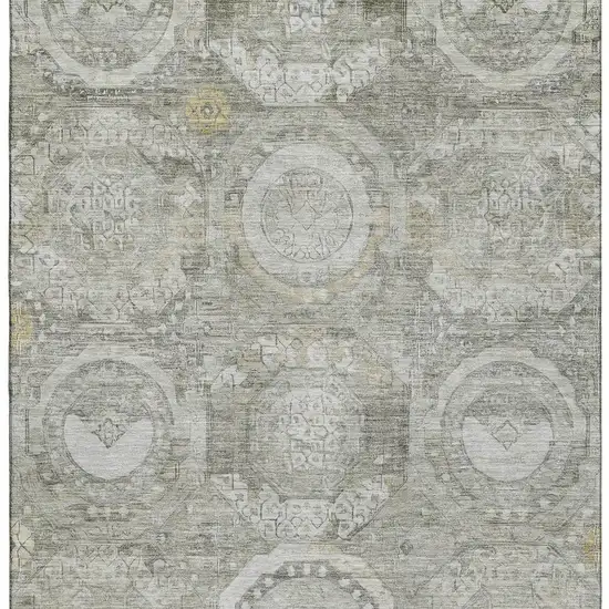 Pewter Gray And Wheat Mosaic Washable Area Rug With UV Protection Photo 2