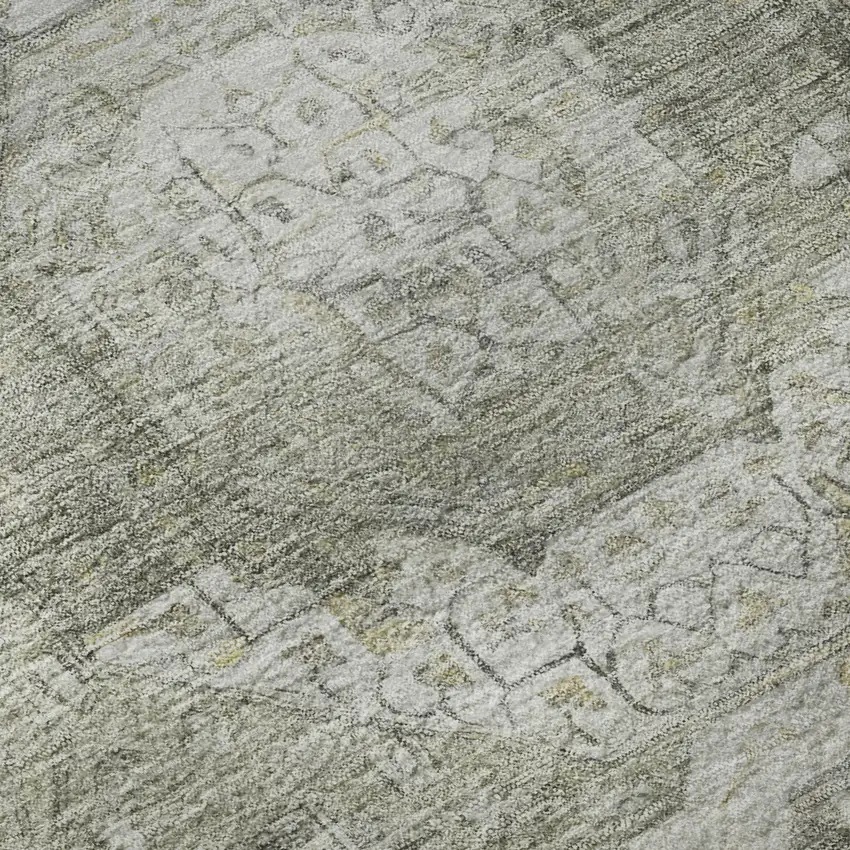 Pewter Gray And Wheat Mosaic Washable Area Rug With UV Protection Photo 9