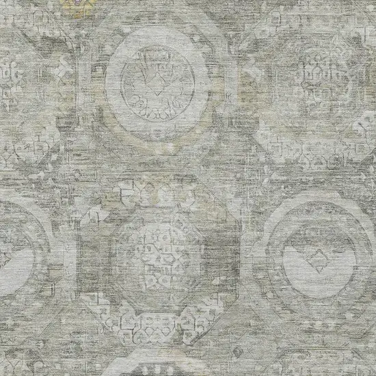 Pewter Gray And Wheat Mosaic Washable Area Rug With UV Protection Photo 2