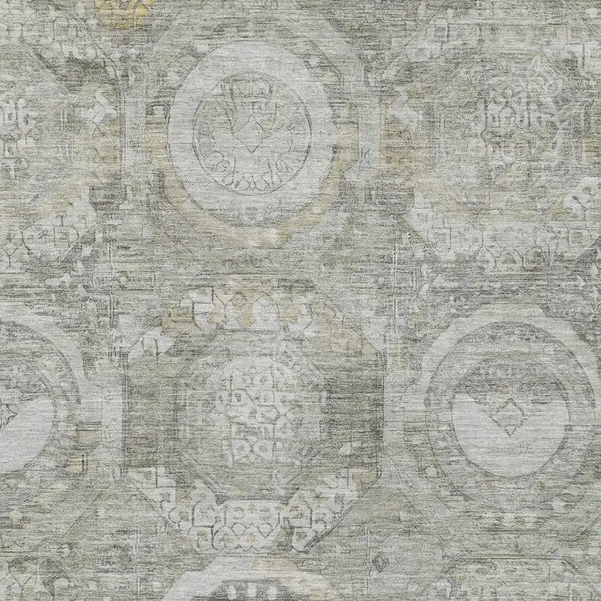 Pewter Gray And Wheat Mosaic Washable Area Rug With UV Protection Photo 2