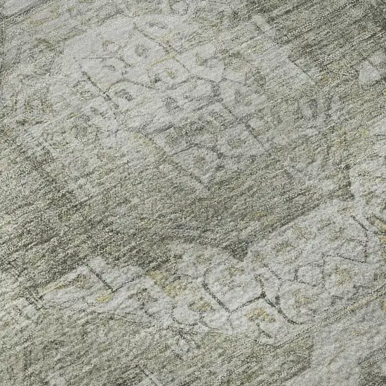 Pewter Gray And Wheat Mosaic Washable Area Rug With UV Protection Photo 9