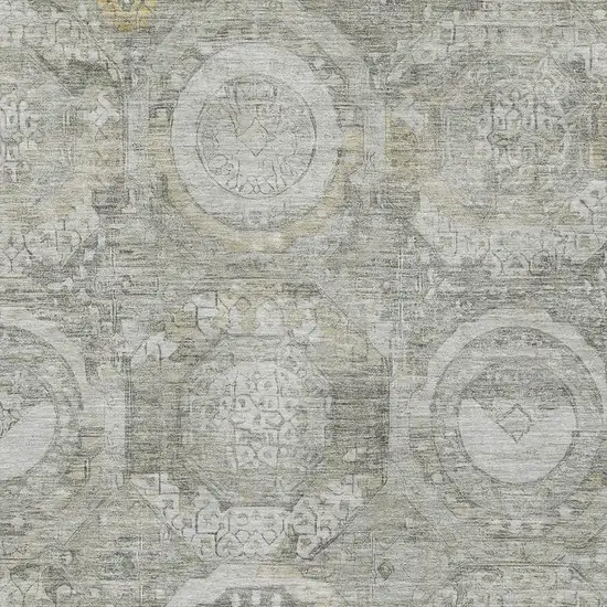 Pewter Gray And Wheat Mosaic Washable Area Rug With UV Protection Photo 2