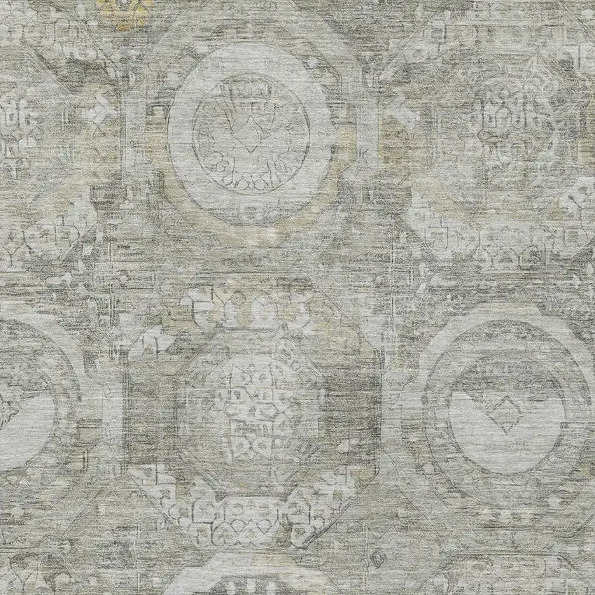 Pewter Gray And Wheat Mosaic Washable Area Rug With UV Protection Photo 2