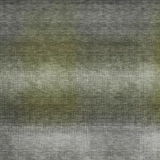 Pewter Green And Silver Striped Washable Area Rug With UV Protection Photo 2