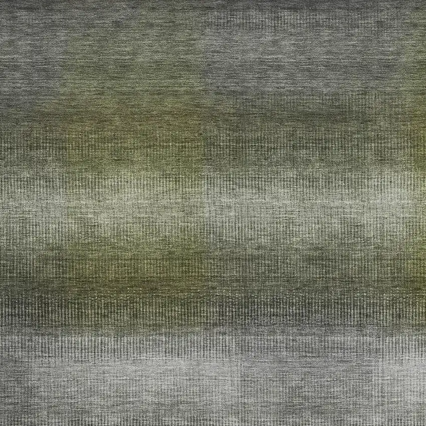 Pewter Green And Silver Striped Washable Area Rug With UV Protection Photo 2