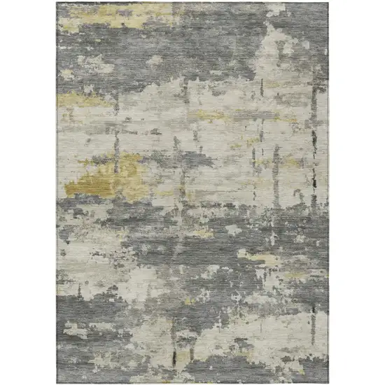 Pewter Ivory And Gold Abstract Washable Indoor Outdoor Area Rug Photo 7