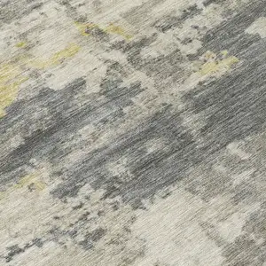 Photo of Pewter Ivory And Gold Abstract Washable Indoor Outdoor Area Rug