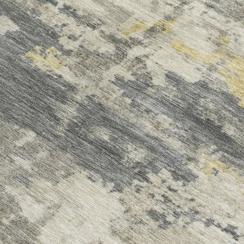 Pewter Ivory And Gold Abstract Washable Indoor Outdoor Area Rug Photo 2