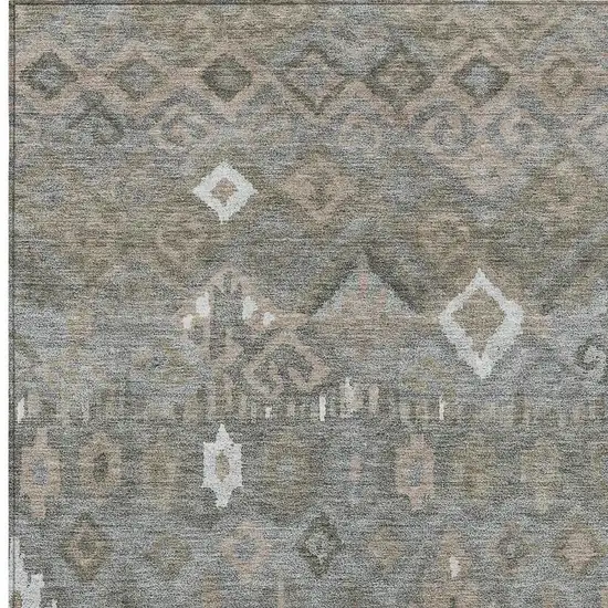 Pewter Ivory And Tan Geometric Washable Indoor Outdoor Area Rug Photo 7
