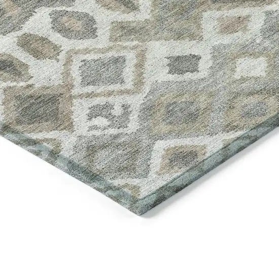 Pewter Ivory And Tan Geometric Washable Indoor Outdoor Area Rug Photo 7