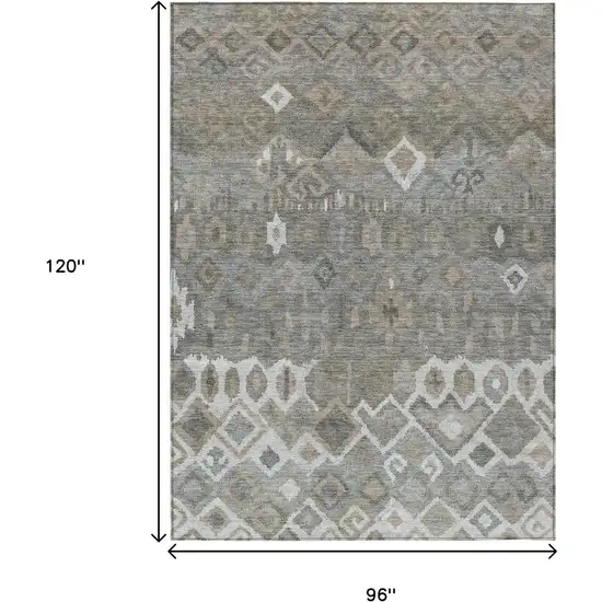 Pewter Ivory And Tan Geometric Washable Indoor Outdoor Area Rug Photo 3