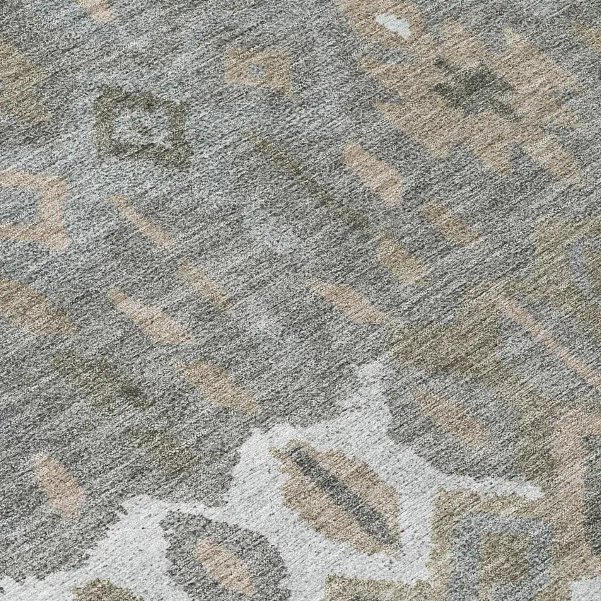 Pewter Ivory And Tan Geometric Washable Indoor Outdoor Area Rug Photo 8