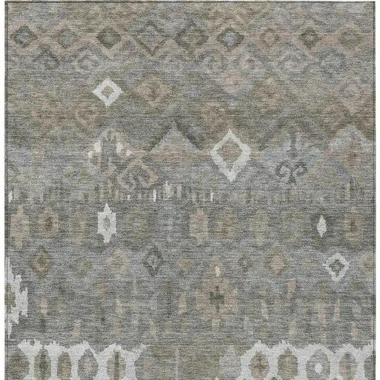 Pewter Ivory And Tan Geometric Washable Indoor Outdoor Area Rug Photo 4