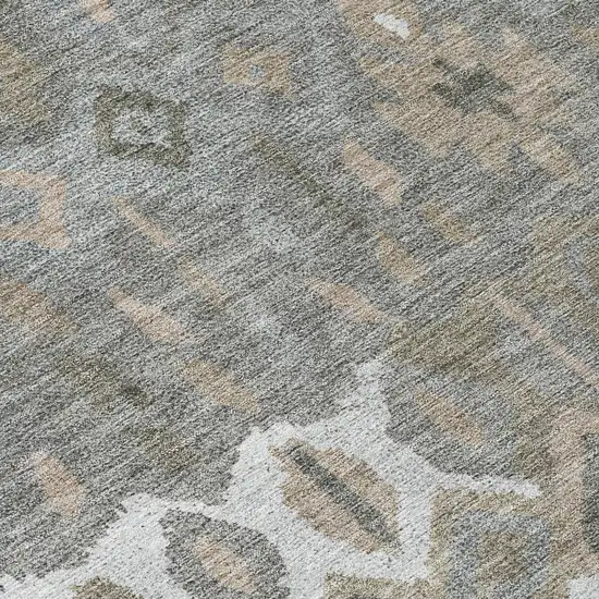 Pewter Ivory And Tan Geometric Washable Indoor Outdoor Area Rug Photo 8
