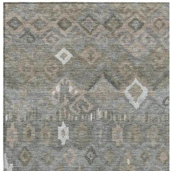 Pewter Ivory And Tan Geometric Washable Indoor Outdoor Area Rug Photo 7