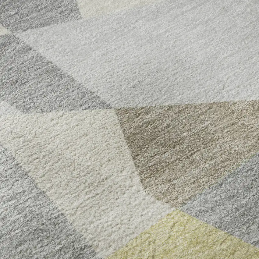 Pewter Ivory And Wheat Geometric Washable Area Rug With UV Protection Photo 9