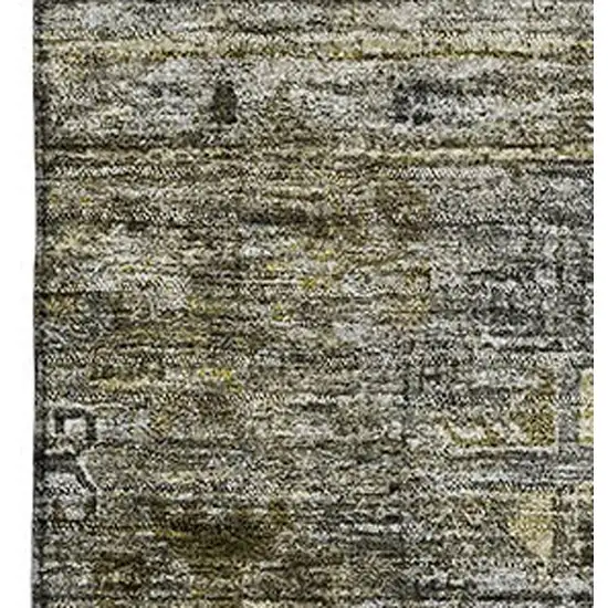 Pewter Olive Green And Beige Tribal Washable Area Rug With UV Protection Photo 2