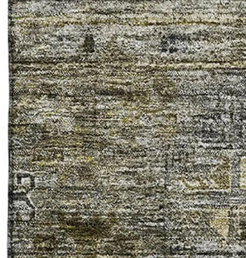 Pewter Olive Green And Beige Tribal Washable Area Rug With UV Protection Photo 2
