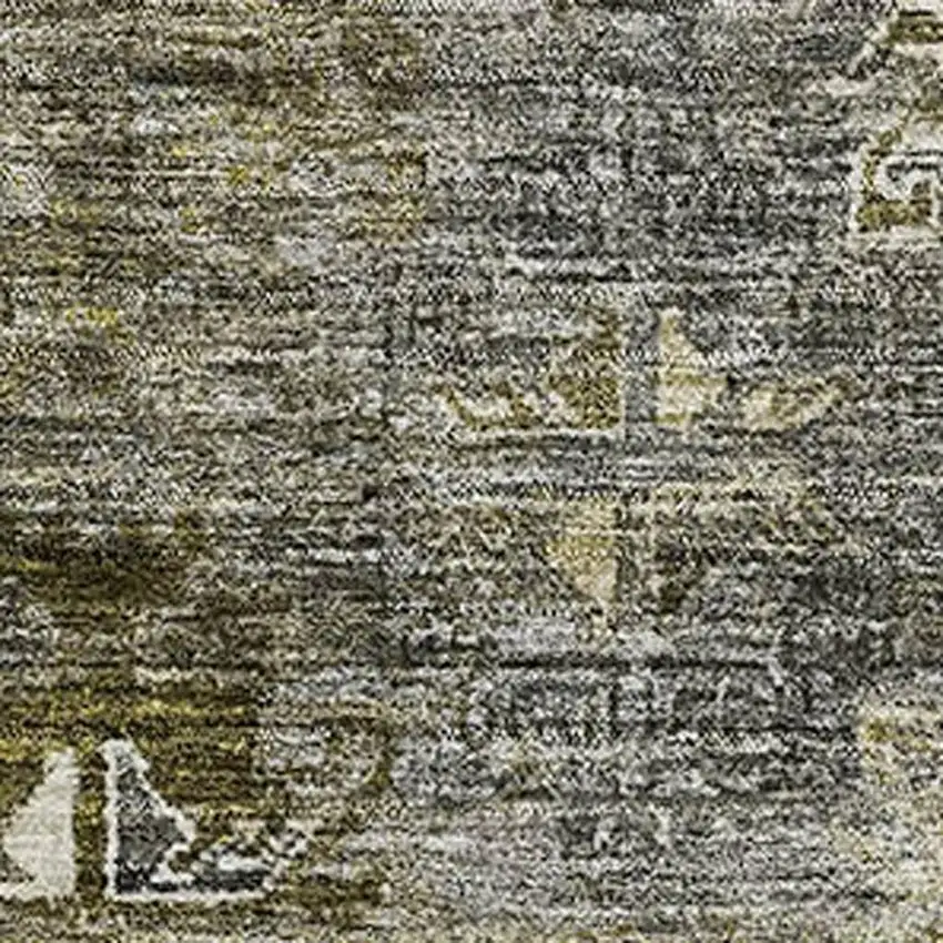 Pewter Olive Green And Beige Tribal Washable Area Rug With UV Protection Photo 2