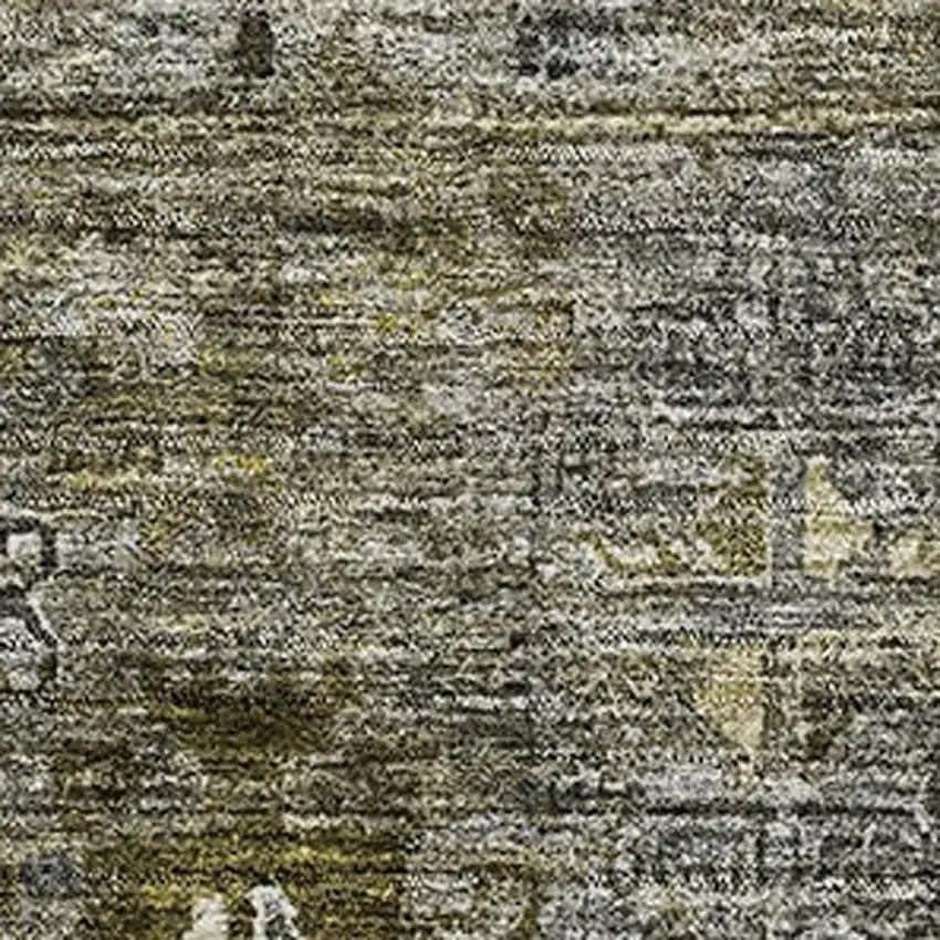 Pewter Olive Green And Beige Tribal Washable Area Rug With UV Protection Photo 2