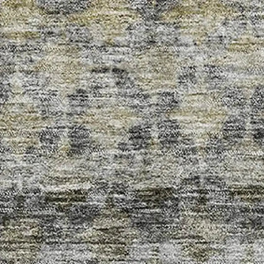 Pewter Olive Green And Silver Striped Washable Area Rug With UV Protection Photo 2