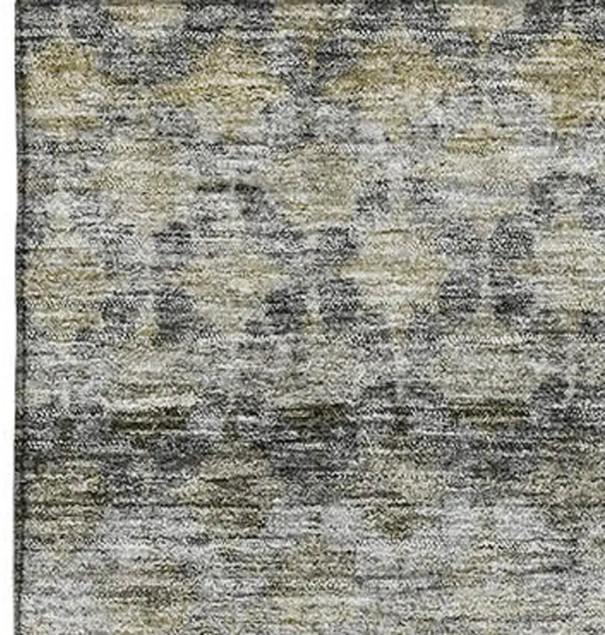Pewter Olive Green And Silver Striped Washable Area Rug With UV Protection Photo 3