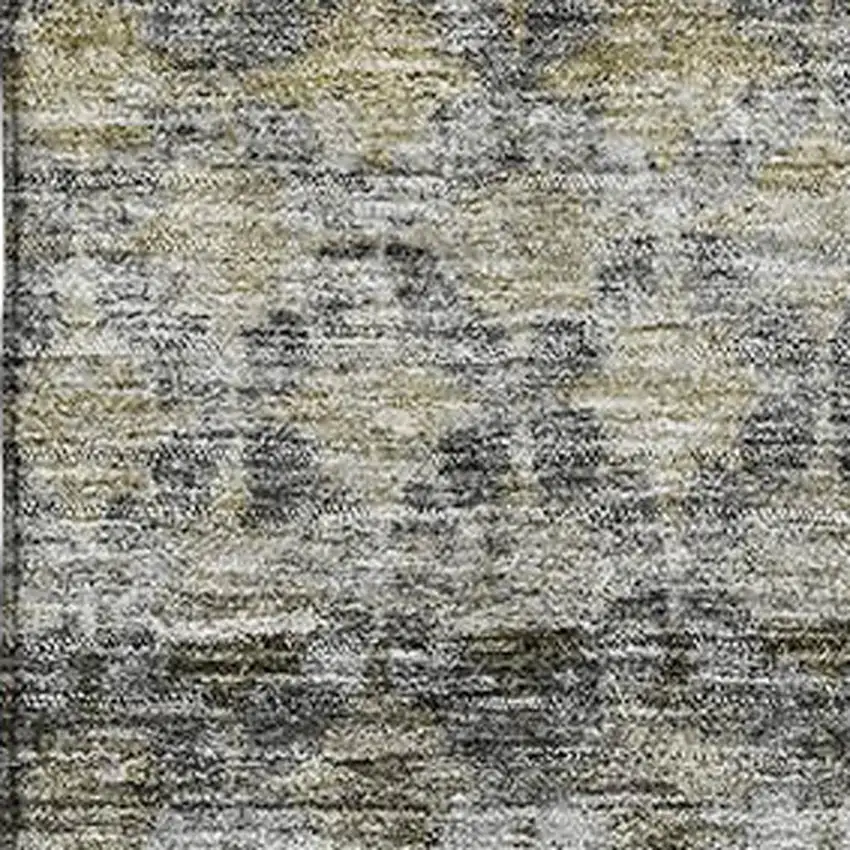 Pewter Olive Green And Silver Striped Washable Area Rug With UV Protection Photo 2