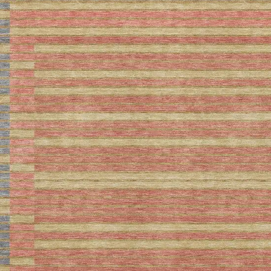 Pewter Salmon And Gold Striped Washable Area Rug With UV Protection Photo 2