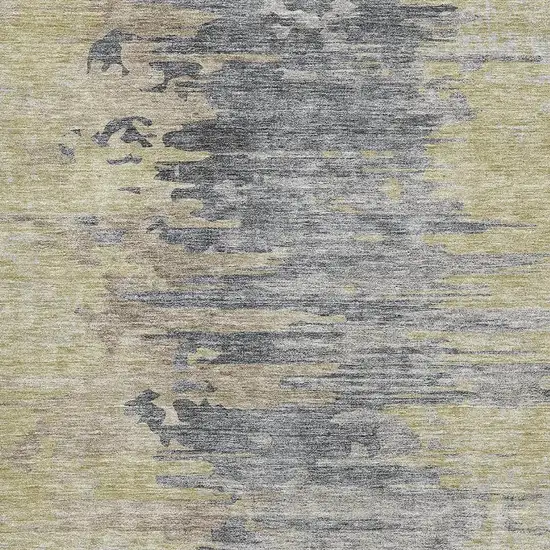 Pewter Silver And Gold Abstract Washable Area Rug With UV Protection Photo 2