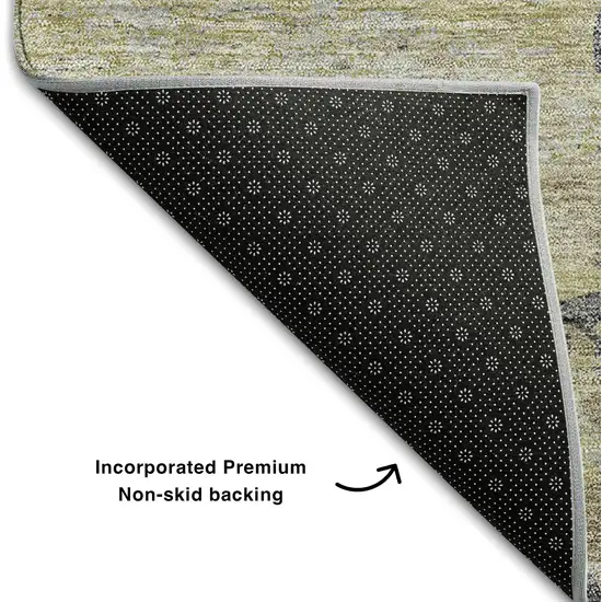 Pewter Silver And Gold Abstract Washable Area Rug With UV Protection Photo 6