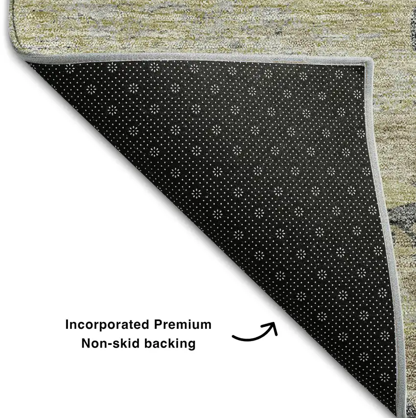 Pewter Silver And Gold Abstract Washable Area Rug With UV Protection Photo 6