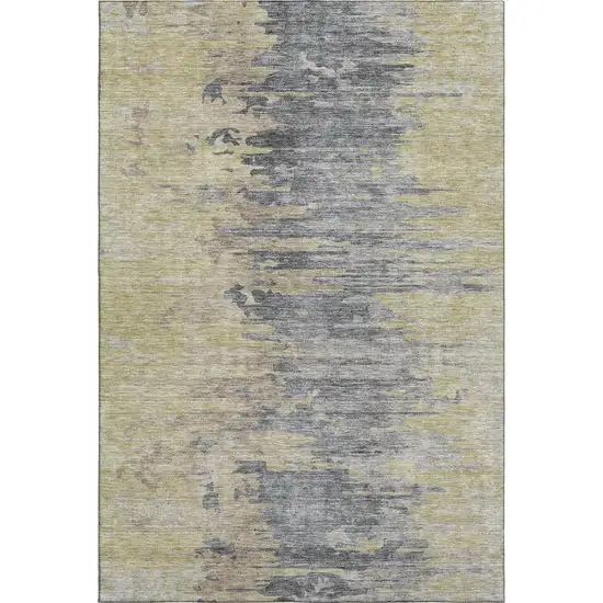 Pewter Silver And Gold Abstract Washable Area Rug With UV Protection Photo 1
