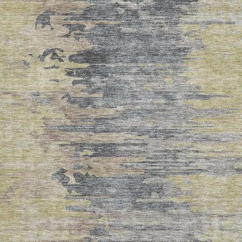 Pewter Silver And Gold Abstract Washable Area Rug With UV Protection Photo 2