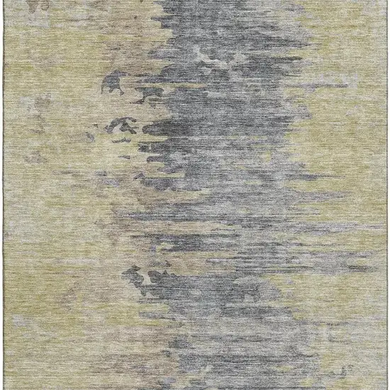 Pewter Silver And Gold Abstract Washable Area Rug With UV Protection Photo 3