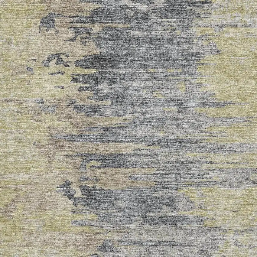 Pewter Silver And Gold Abstract Washable Area Rug With UV Protection Photo 2