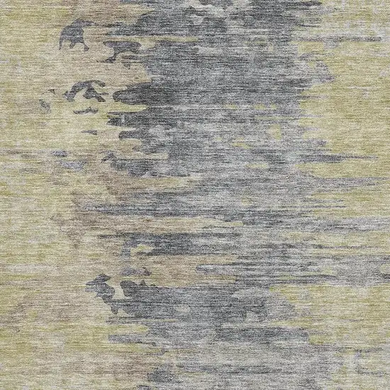 Pewter Silver And Gold Abstract Washable Area Rug With UV Protection Photo 2