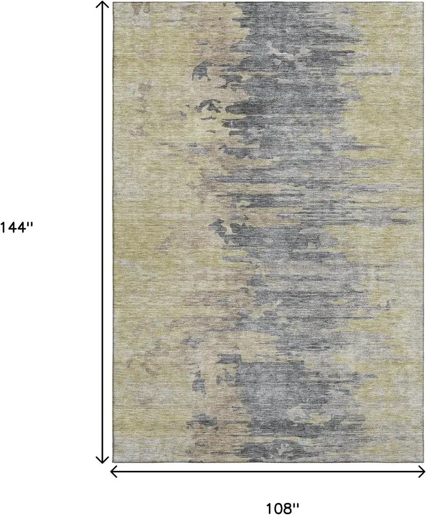 Pewter Silver And Gold Abstract Washable Area Rug With UV Protection Photo 3