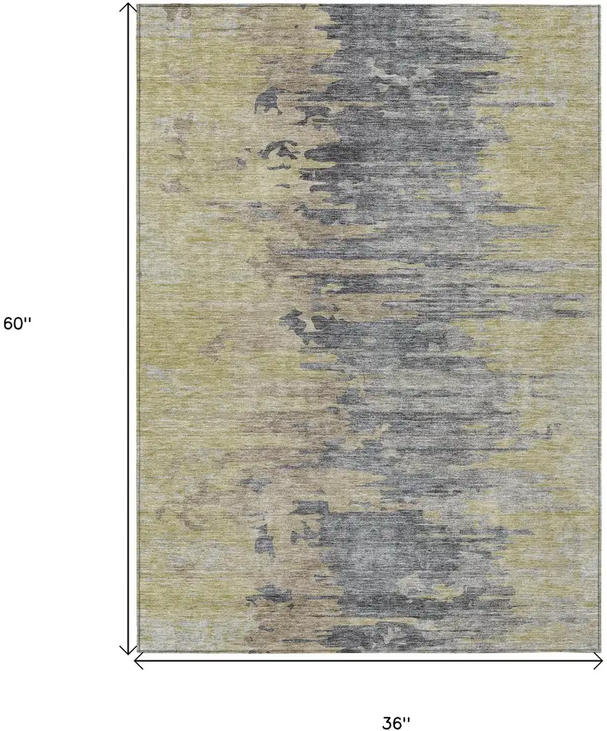 Pewter Silver And Gray Abstract Washable Indoor Outdoor Area Rug Photo 3